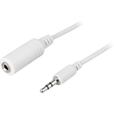 Deltaco 2.5mm Male-Female Audio Extension Cable, 0.5m, White